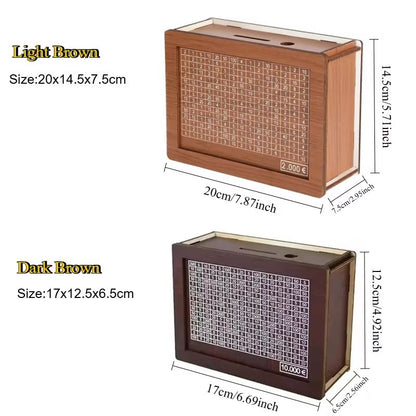 Wooden Money Saving Box  Reusable Piggy Bank With Numbered Savings Goals 100010000 Euro Design 2