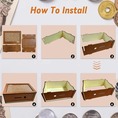 Wooden Money Saving Box  Reusable Piggy Bank With Numbered Savings Goals 100010000 Euro Design 5