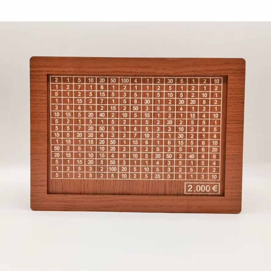 Wooden Money Saving Box  Reusable Piggy Bank With Numbered Savings Goals 100010000 Euro Design 8