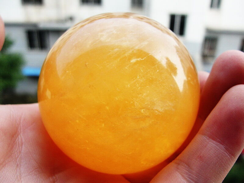 Natural Citrine Quartz Crystal Sphere Ball, Healing Stone for Meditation, Feng Shui, Photography