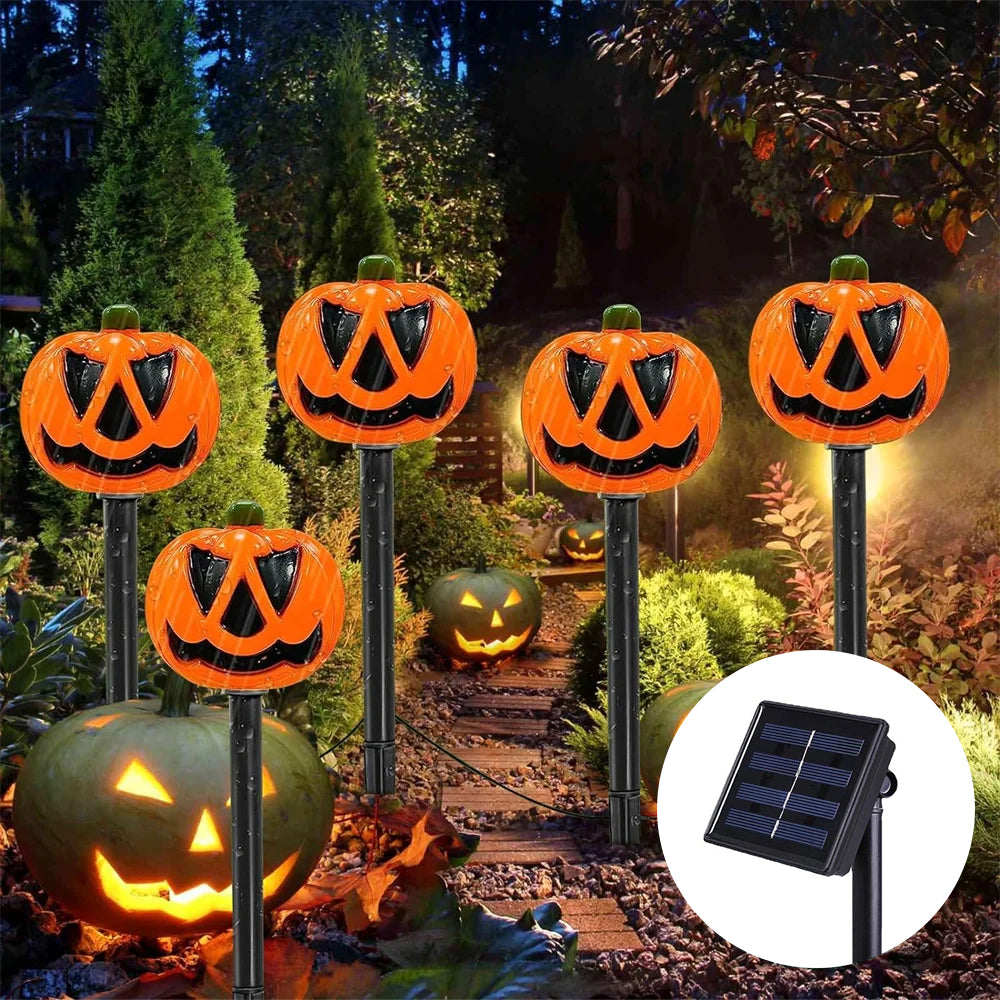 Halloween Decorative Torch Outdoor Solar Lights Pumpkin Lamp, Waterproof Floor Mounted Lawn Garden Courtyard Lanterns