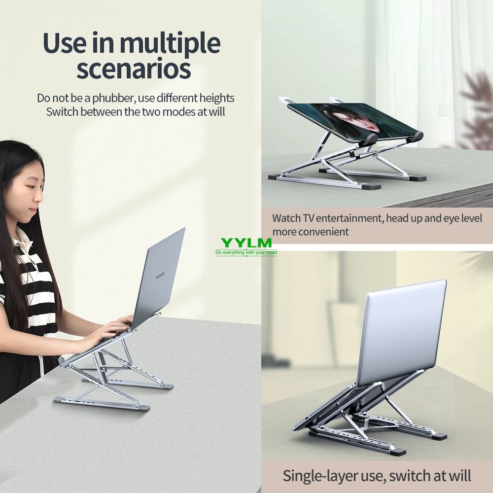 YYLM N8 Aluminum Laptop Stand For MacBook Adjustable Portable Foldable Cooling Notebook Holder 3