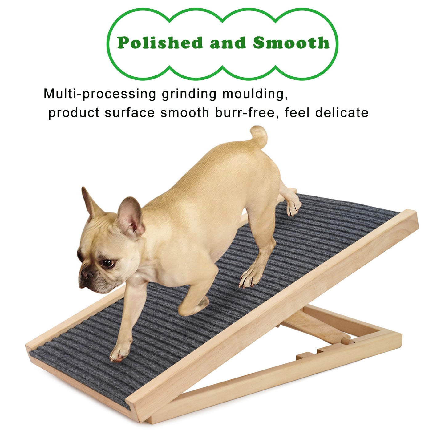 Adjustable Dog Ramp Wooden Folding Pet Stairs For Couch High Bed  Car NonSlip Carpet Surface 24 Lev 2