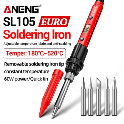 SL105 Digital Display Electric Soldering Iron Adjustable Temperature With SL104 Knob Portable Solde 1