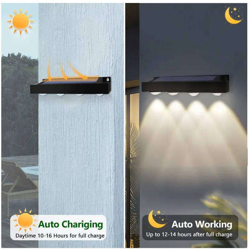 Waterproof Outdoor LED Solar Wall Light Solar Fence Sign Lights, Patio Porch Deck Balcony Yard Garden Home Atmosphere