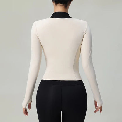 Women Slim Fit Zip Up Sports Jacket With Long Sleeves 1