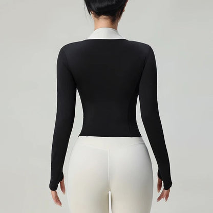 Women Slim Fit Zip Up Sports Jacket With Long Sleeves 3