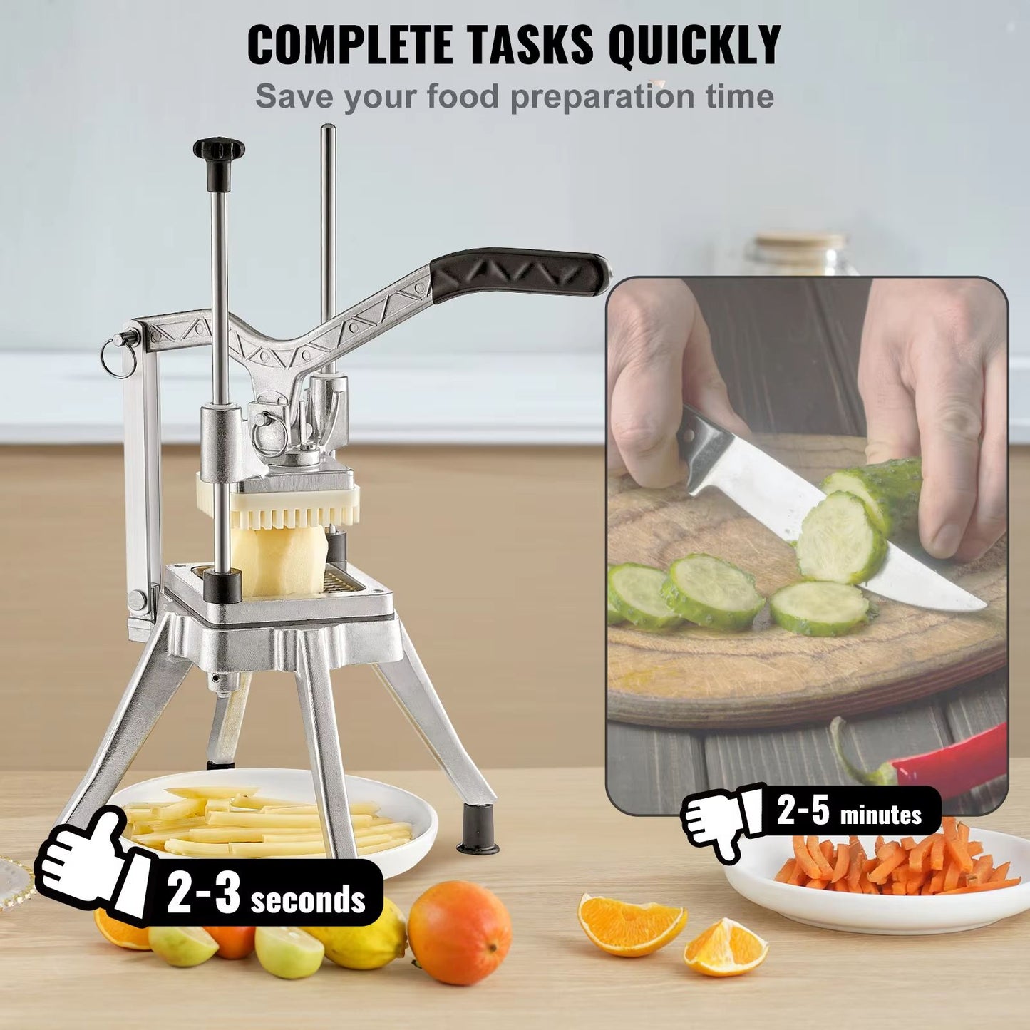 SucceBuy Commercial Food Dicer  Heavy Duty Stainless Steel Vegetable  Fruit Cutter With French Fry