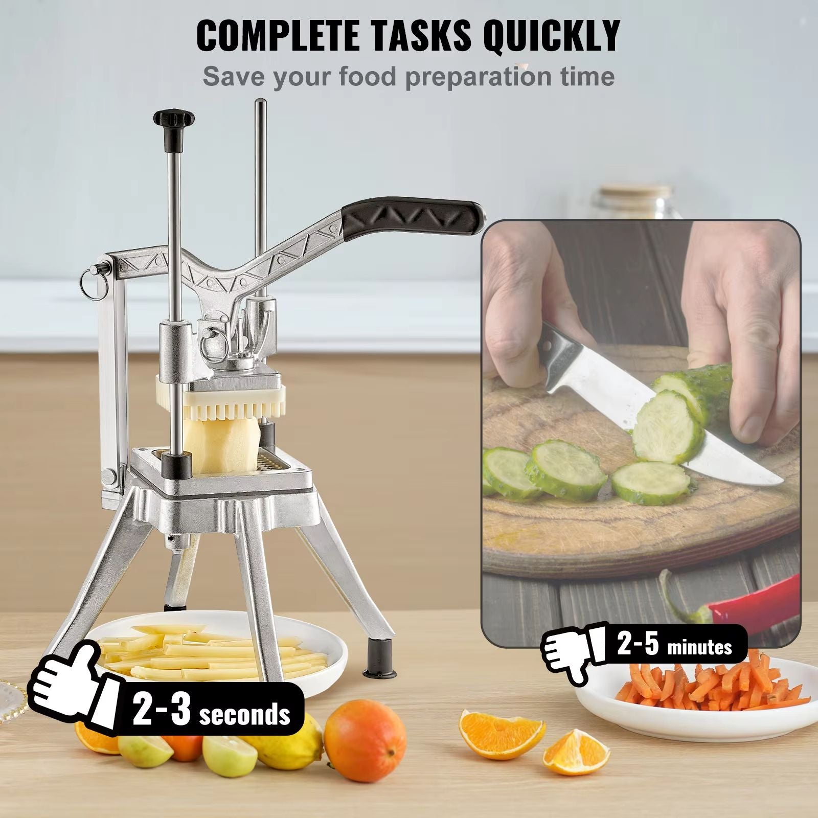 SucceBuy Commercial Food Dicer  Heavy Duty Stainless Steel Vegetable  Fruit Cutter With French Fry