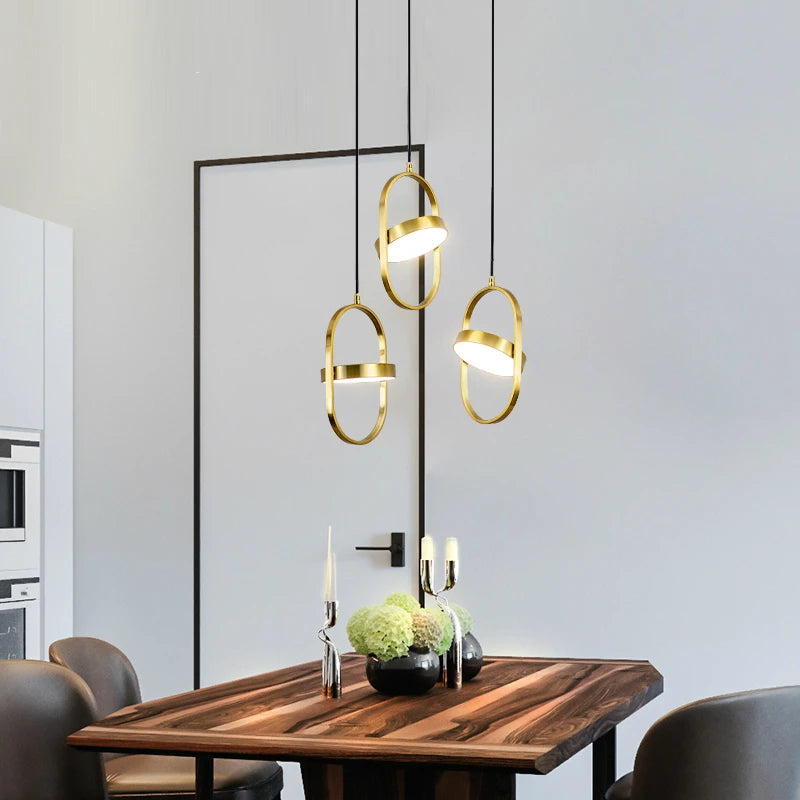 Modern LED Pendant Lights Fixture, Gold Hanging Lamps for Bedroom, Kitchen, Dining Room, Suspension Luminaire Home Decor