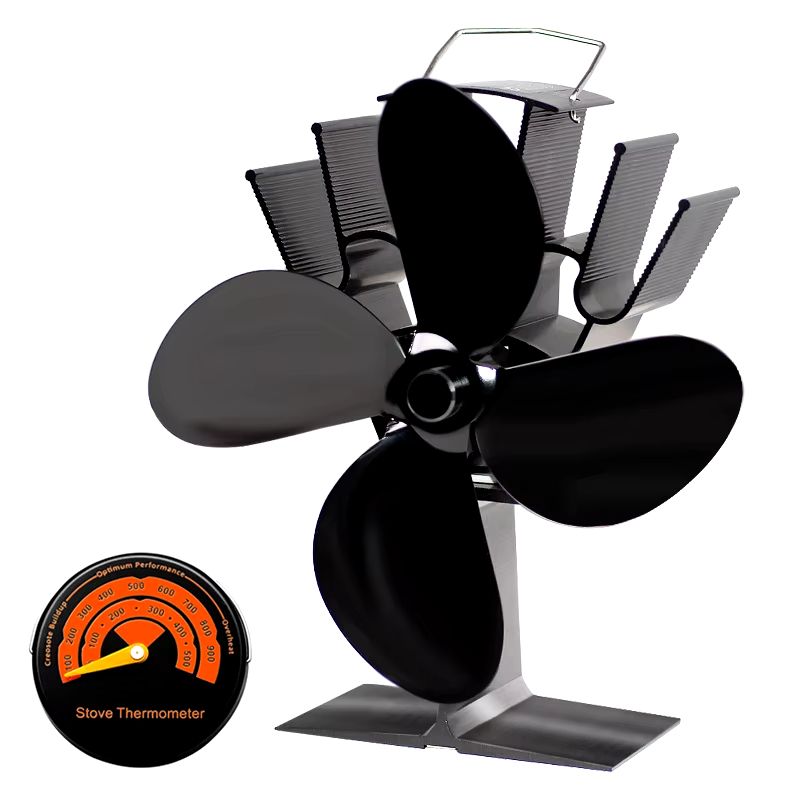 4-Blade Heat Powered Stove Fan – Eco-Friendly Quiet Fireplace Fan for Efficient Wood Burner Heat Distribution