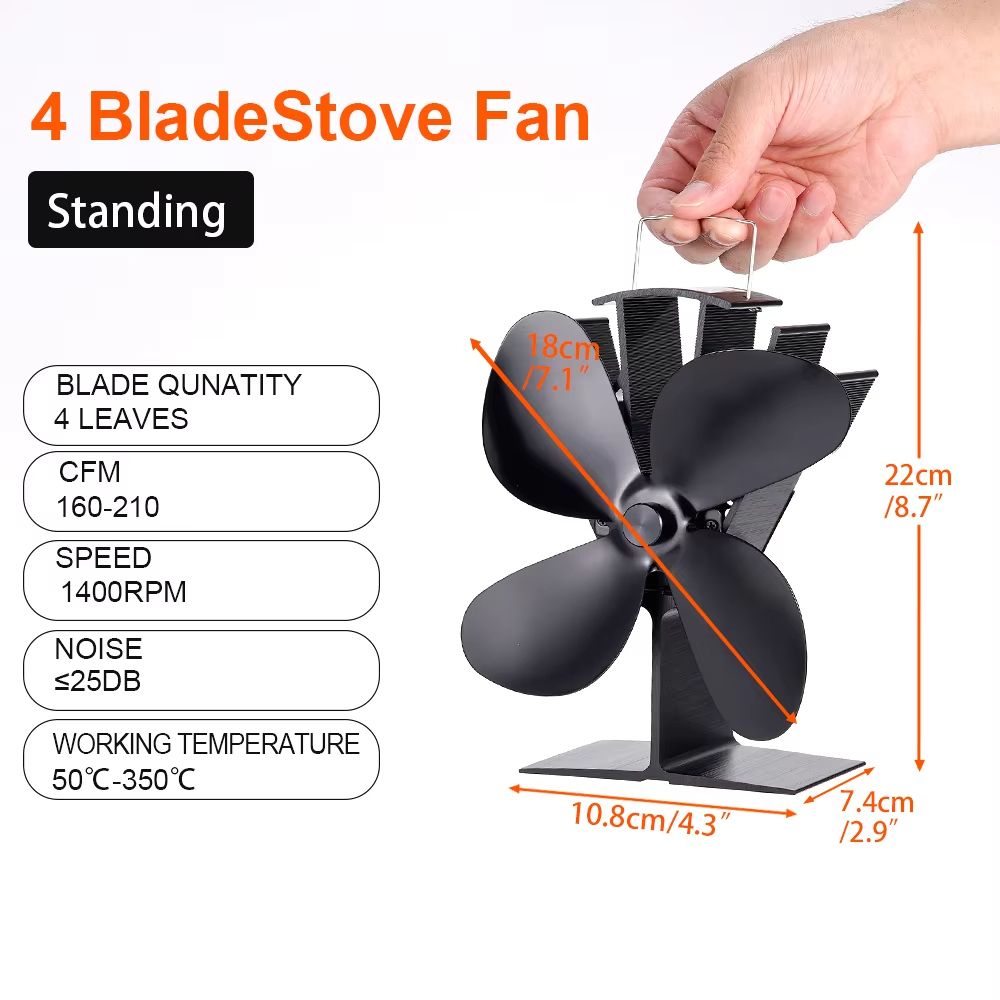 4Blade Heat Powered Stove Fan  EcoFriendly Quiet Fireplace Fan For Efficient Wood Burner Heat Distr 1