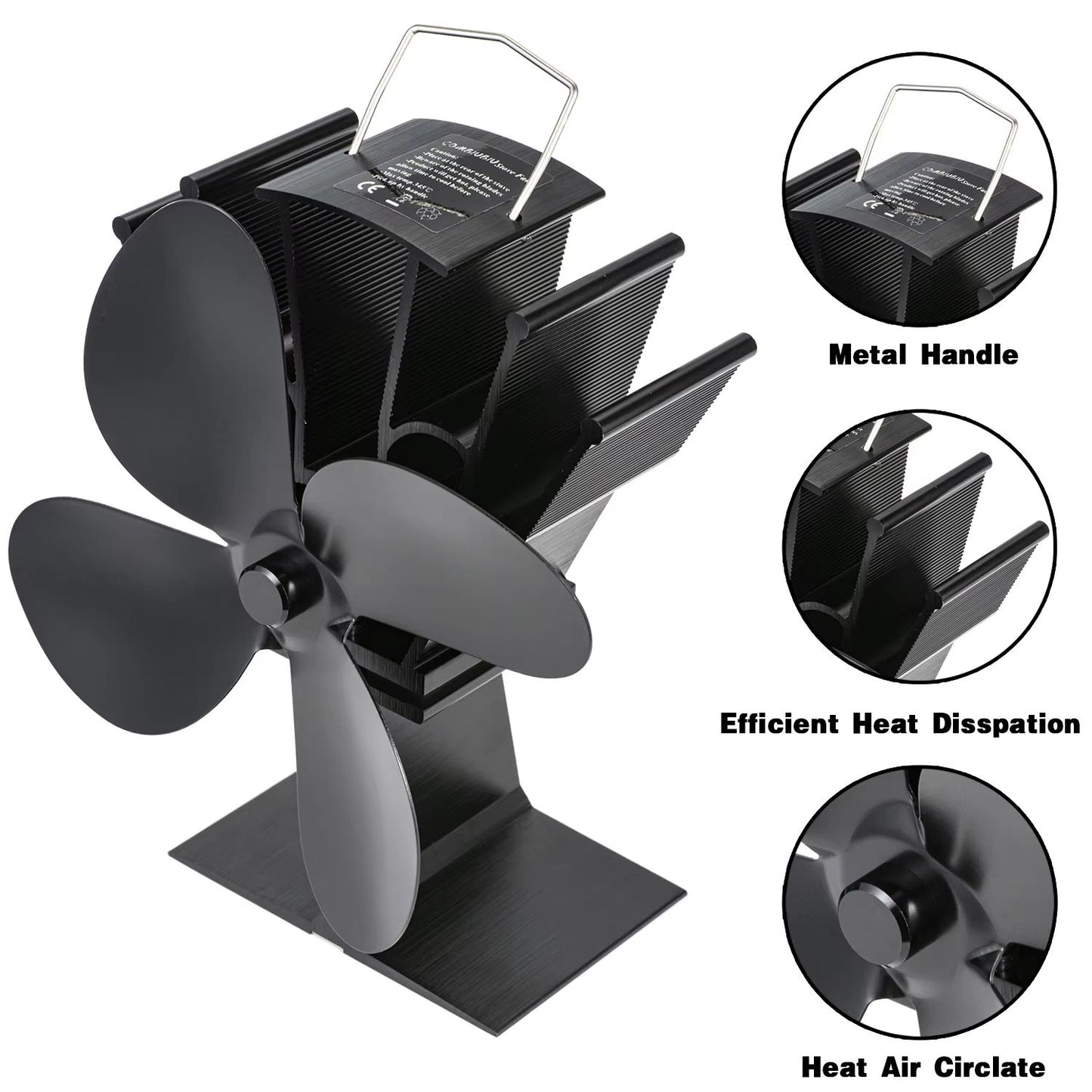 4Blade Heat Powered Stove Fan  EcoFriendly Quiet Fireplace Fan For Efficient Wood Burner Heat Distr 4