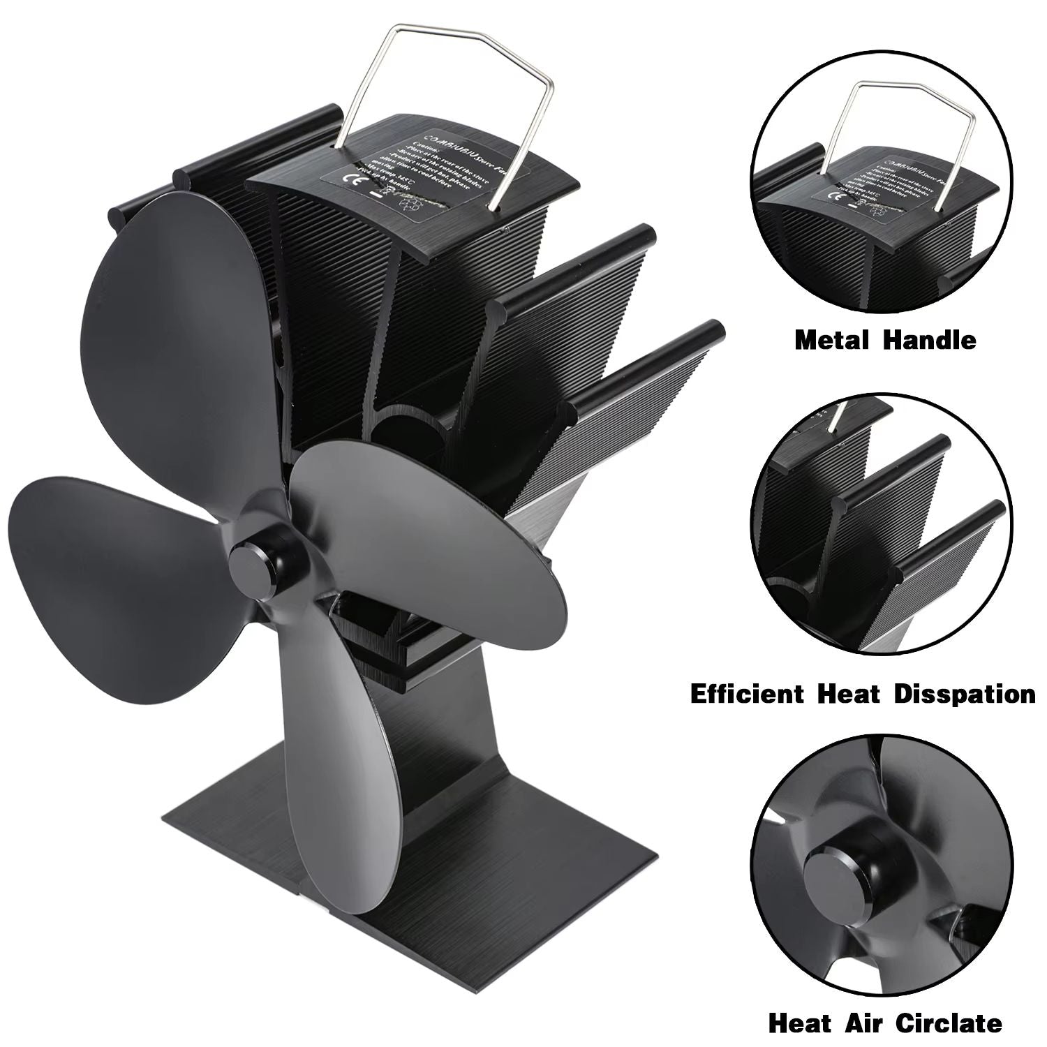 4Blade Heat Powered Stove Fan  EcoFriendly Quiet Fireplace Fan For Efficient Wood Burner Heat Distr 4