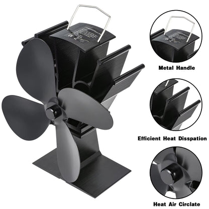 4Blade Heat Powered Stove Fan  EcoFriendly Quiet Fireplace Fan For Efficient Wood Burner Heat Distr 4