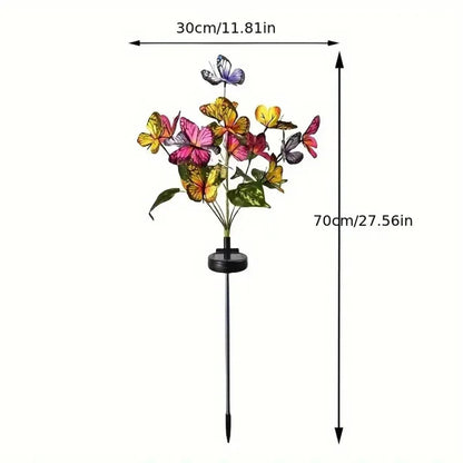 Solar Led Butterfly Flower Light Garden Patio Lawn Pathway Stake Lamp, Outdoor Yard Ground Lights Waterproof Decor