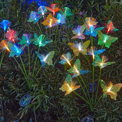 Solar Led Butterfly Flower Light Garden Patio Lawn Pathway Stake Lamp, Outdoor Yard Ground Lights Waterproof Decor