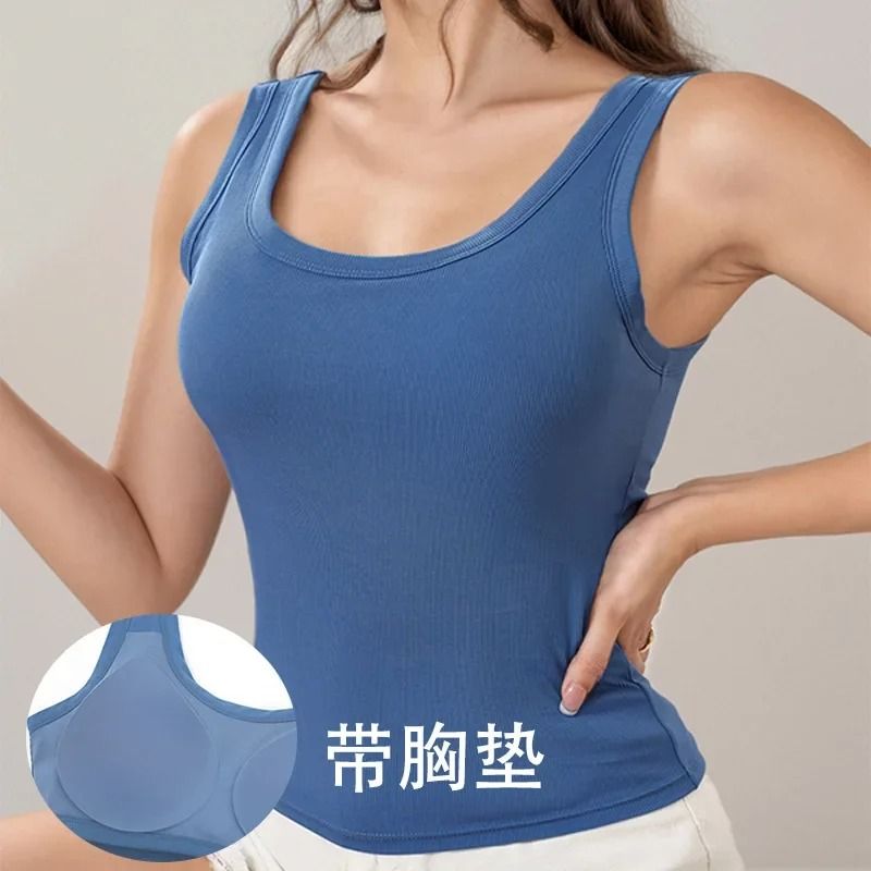 Women UBack Camisole Top With BuiltIn Bra And Wide Straps 2