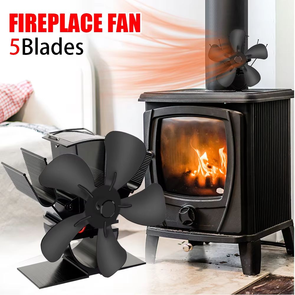 Mini 5-Blade Heat Powered Stove Fan – Eco-Friendly Fireplace Fan for Wood Burners, Silent Operation & Efficient Heat Dis