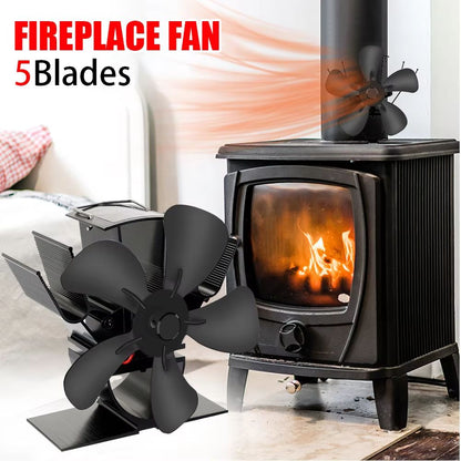 Mini 5-Blade Heat Powered Stove Fan – Eco-Friendly Fireplace Fan for Wood Burners, Silent Operation & Efficient Heat Dis