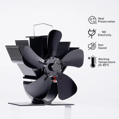 Mini 5Blade Heat Powered Stove Fan  EcoFriendly Fireplace Fan For Wood Burners Silent Operation  Ef 6