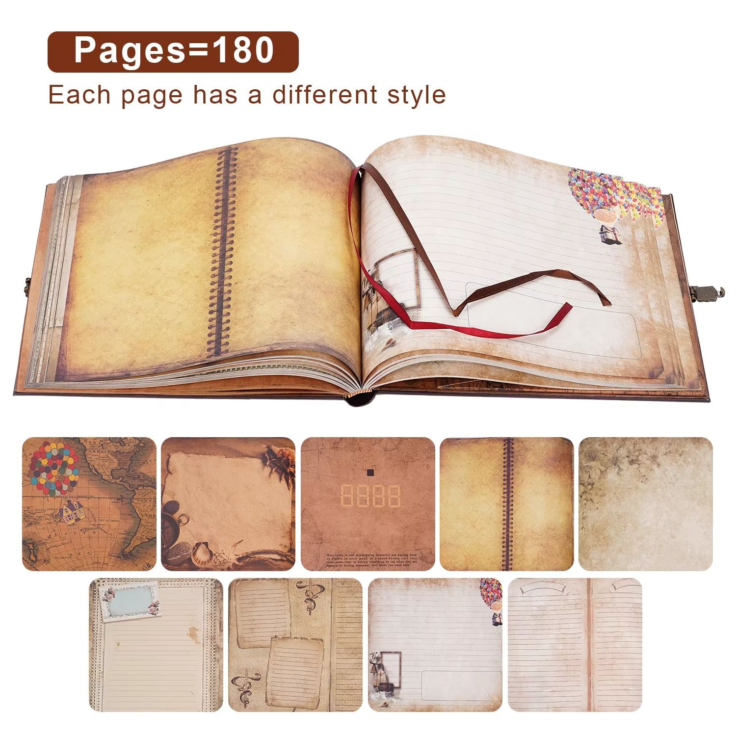 Retro Leather Adventure Photo Album  180Page DIY Scrapbook  Wedding Guest Book For Travel Anniversa 4