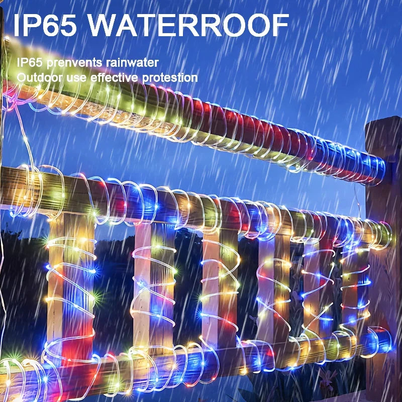 Waterproof Outdoor Solar Rope Led Light Garden Xmas Decoration Tube Fairy Strip String Lights 2