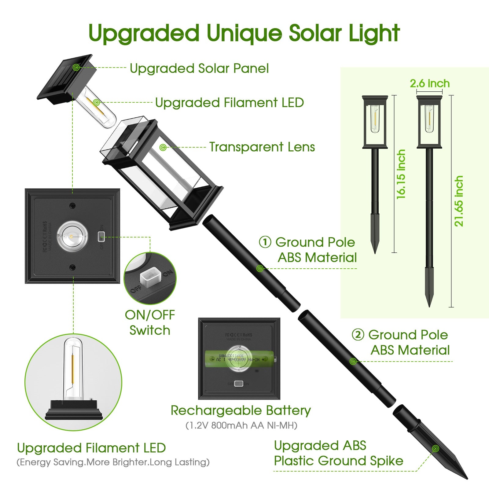 Solar Lights Upgraded 2700K Warm White Super Bright 12Hrs Waterproof For Yard Garden Patio Path Lig 2