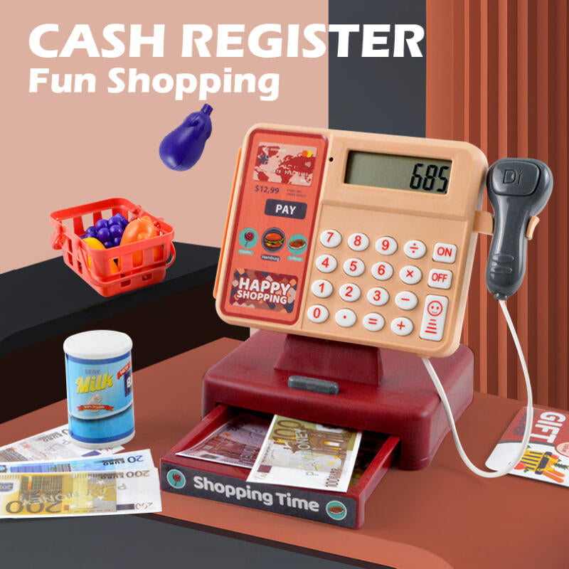 Scanning Cash Register Bills Coins Childrens Food Simulation Supermarket Play House Game With Sound 3