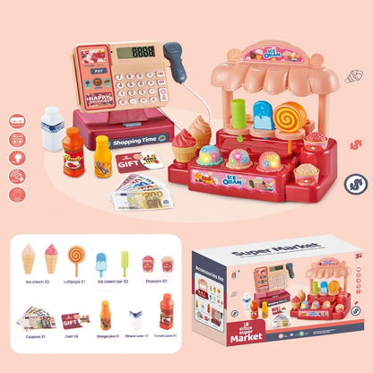Scanning Cash Register Bills Coins Childrens Food Simulation Supermarket Play House Game With Sound 1
