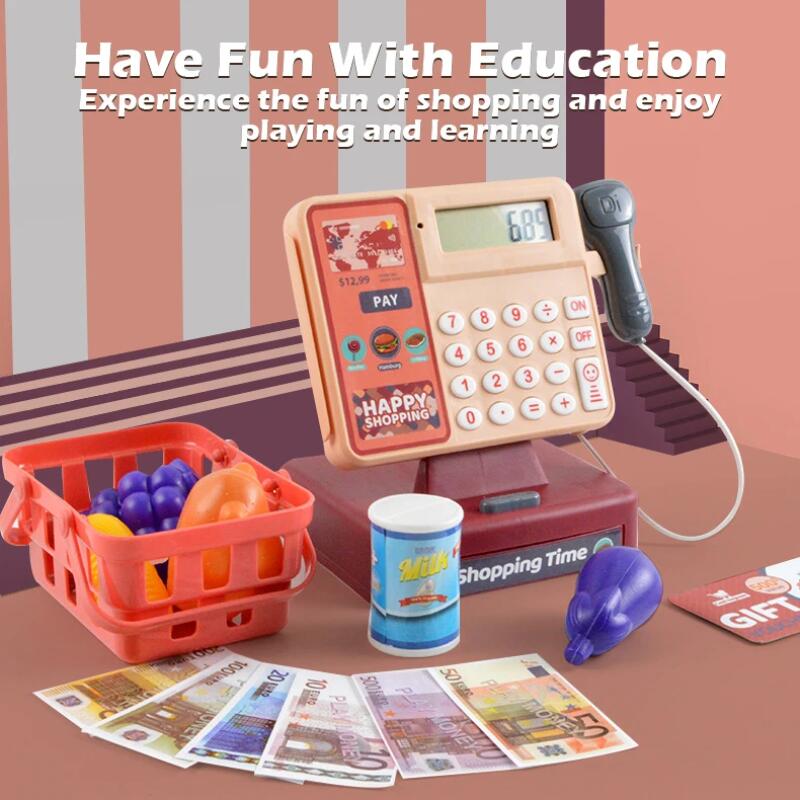Scanning Cash Register Bills Coins Childrens Food Simulation Supermarket Play House Game With Sound 2