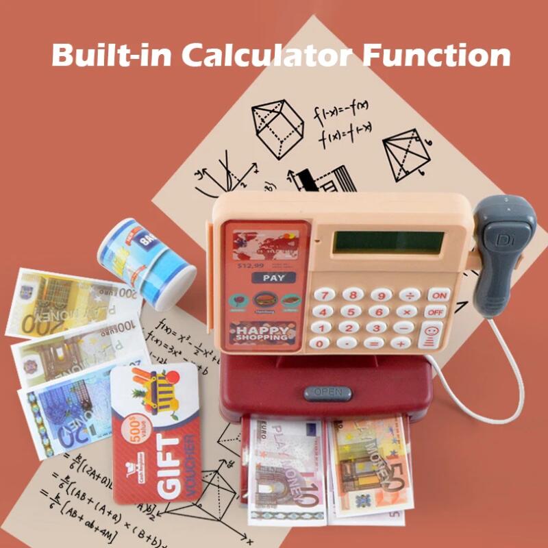 Scanning Cash Register Bills Coins Childrens Food Simulation Supermarket Play House Game With Sound 4