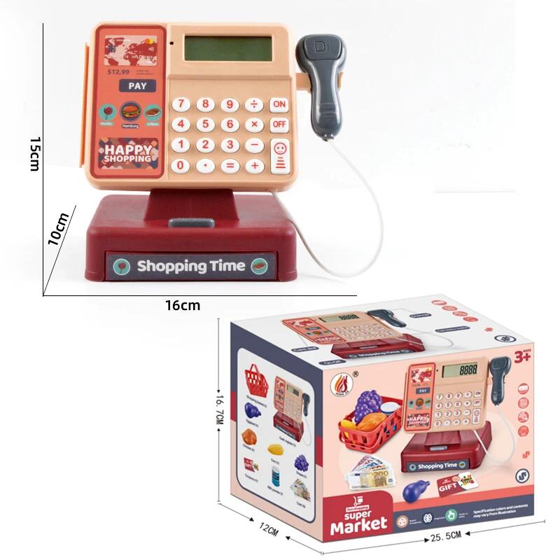 Scanning Cash Register Bills Coins Childrens Food Simulation Supermarket Play House Game With Sound 5