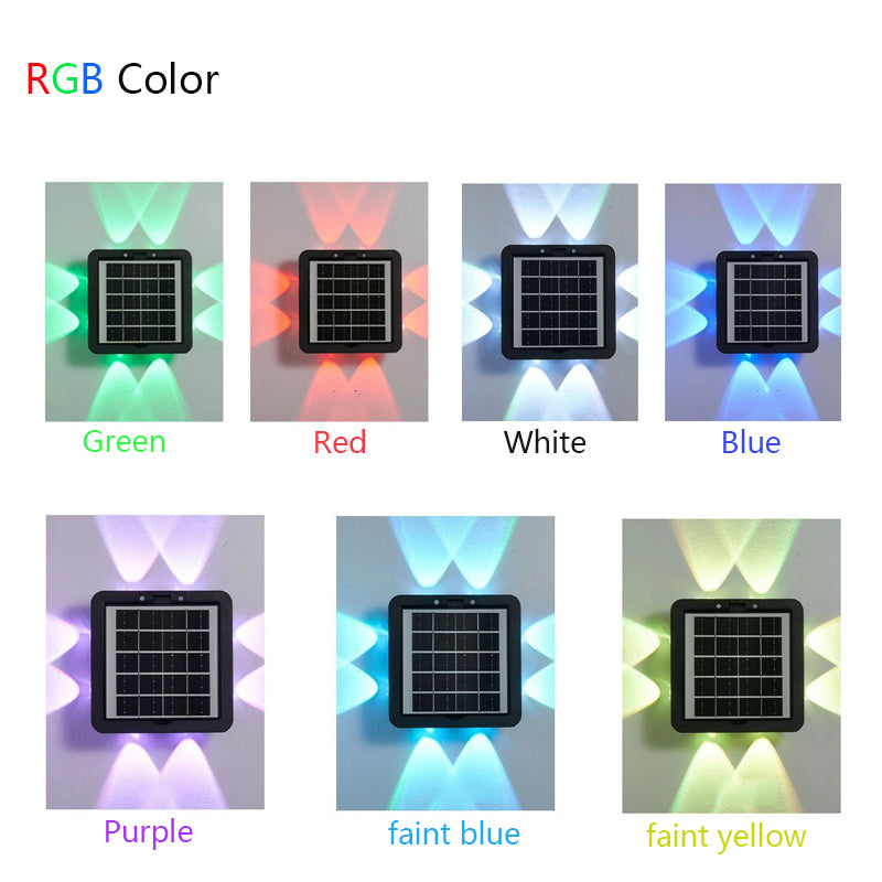 4 Sided Luminous Solar Lights Outdoor Waterproof Floodlight, Garden Courtyard Atmosphere Wall Lamp for Porch Yard