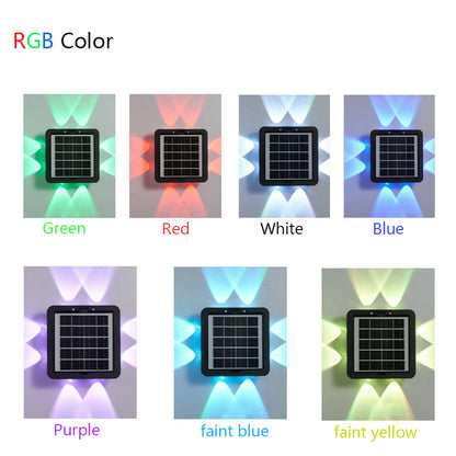 4 Sided Luminous Solar Lights Outdoor Waterproof Floodlight, Garden Courtyard Atmosphere Wall Lamp for Porch Yard