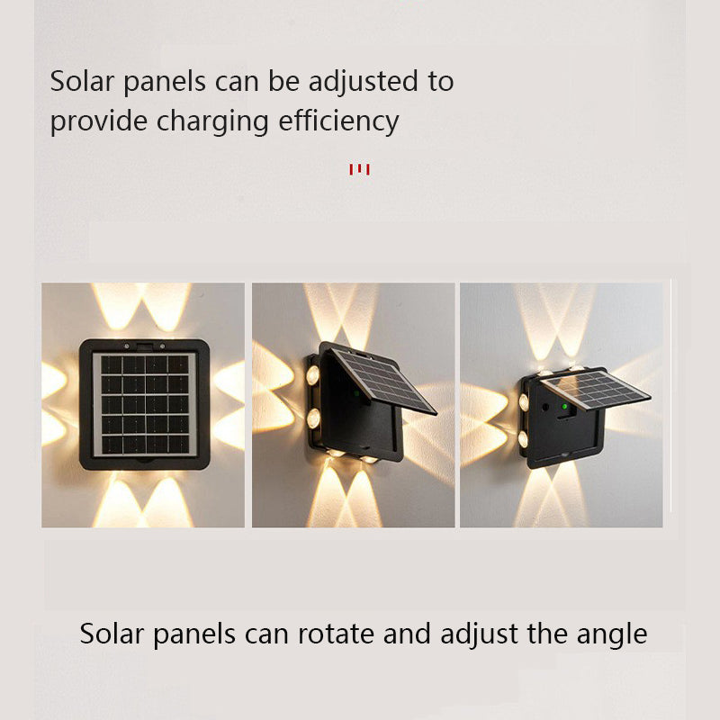 4 Sided Luminous Solar Lights Outdoor Waterproof Floodlight, Garden Courtyard Atmosphere Wall Lamp for Porch Yard