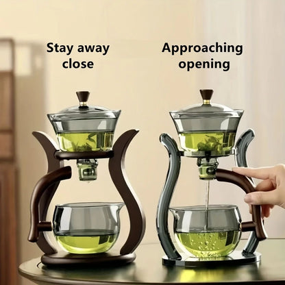 Glass Tea Set Semi Automatic Drip Teapot With Infuser And Teacups 2