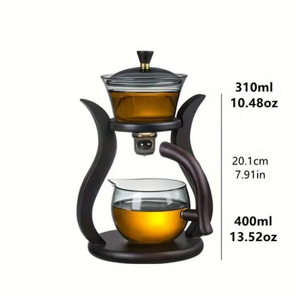 Glass Tea Set Semi Automatic Drip Teapot With Infuser And Teacups 4