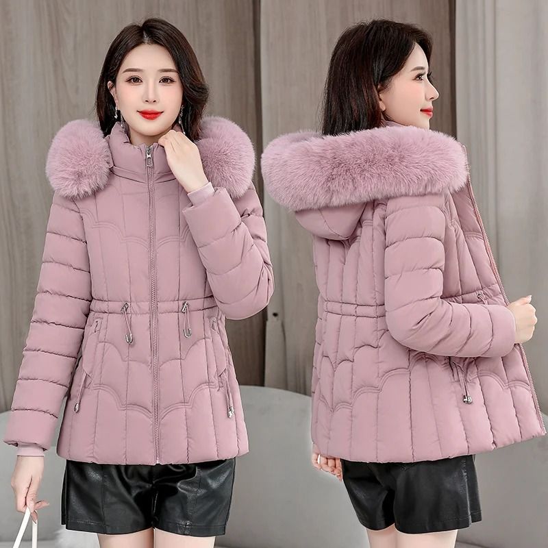 Winter Down Jacket Women Warm Hooded Parka Short Overcoat