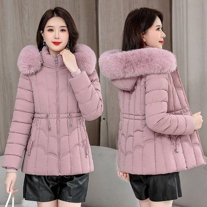 Winter Down Jacket Women Warm Hooded Parka Short Overcoat