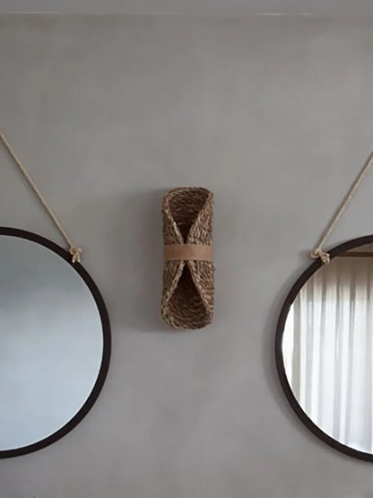 Japanese Retro WabiSabi Wall Light HandWoven Ratta Weaving Wall Lamp For Living Room Bedroom Aisle  4