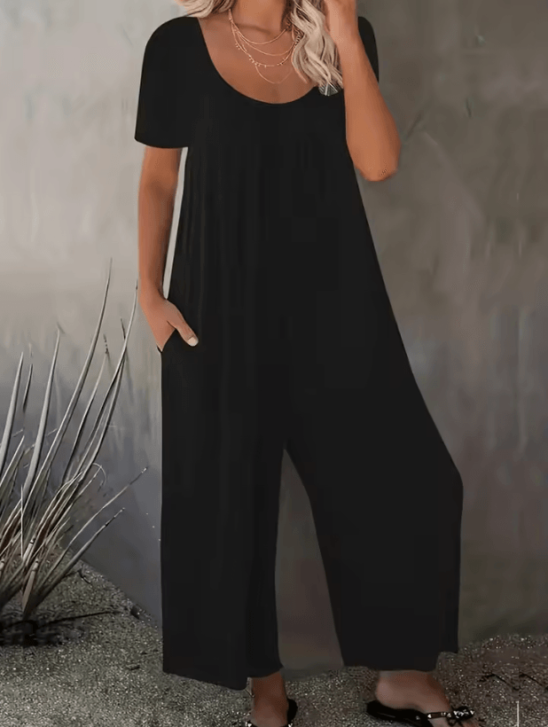 EasyFlow Plus Size Womens Summer Jumpsuit With Pockets 1