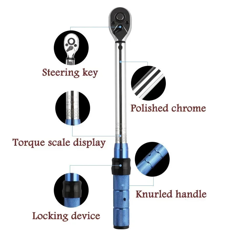 Professional Torque Wrench Square Drive, High Precision Torques Key for Cars, Bikes & Maintenance Tools