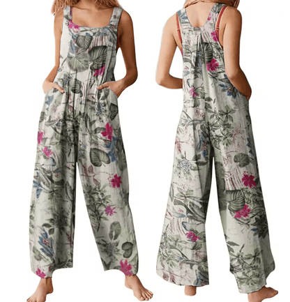 LeafEase Womens Cotton Linen Jumpsuit with Pockets