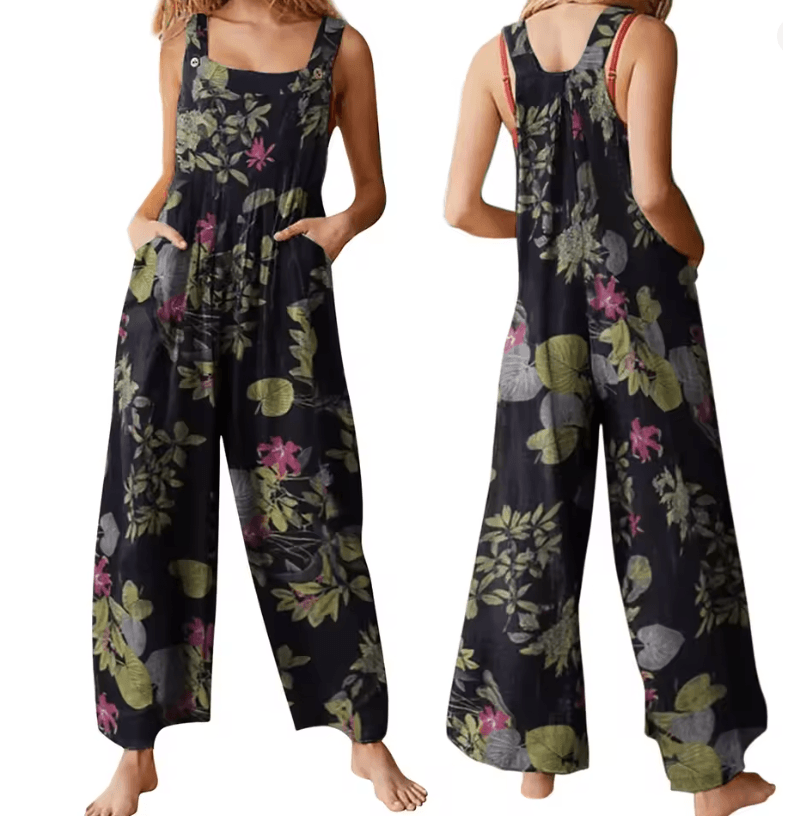 LeafEase Womens Cotton Linen Jumpsuit With Pockets 1
