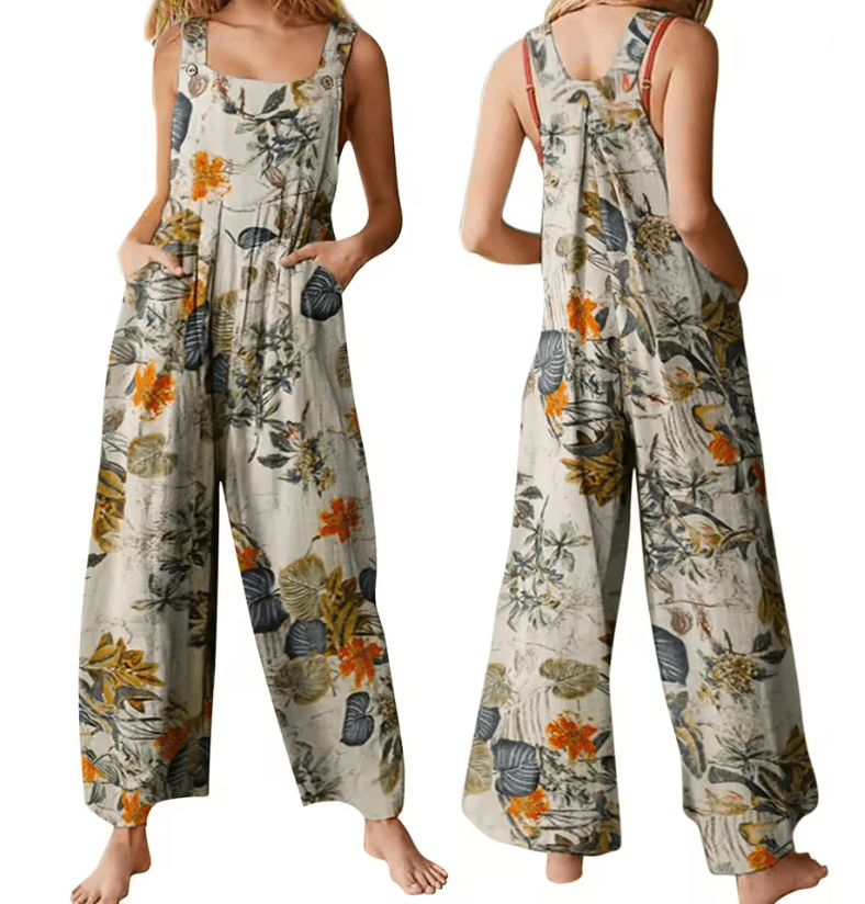 LeafEase Womens Cotton Linen Jumpsuit With Pockets 2