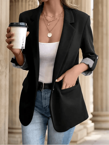 UrbanChic Womens Slim Fit Blazer With Rolled Sleeves 2