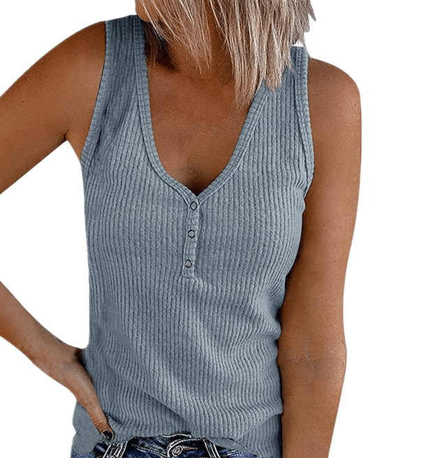 BreezyStyle Womens Button Down V Neck Tank Top 1