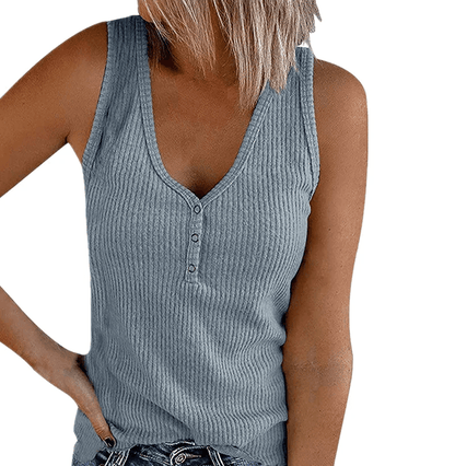 BreezyStyle Womens Button Down V Neck Tank Top 1