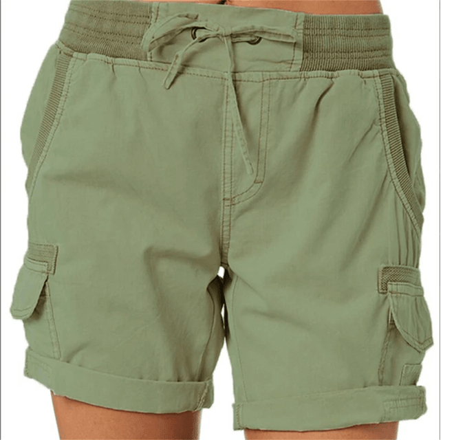BreezeFit Womens Cotton Linen Cargo Shorts With Elastic Waist 2